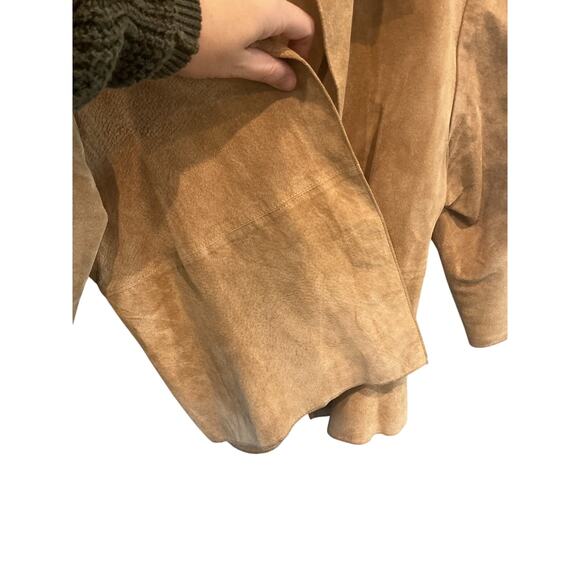 Outfit JPR Petite Women Suede Leather Blazer Size Medium MP Cardigan Western Tan - Picture 6 of 7